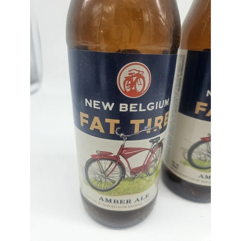 Empty New Belgium FAT TIRE Amber Ale Beer Bottles (2)